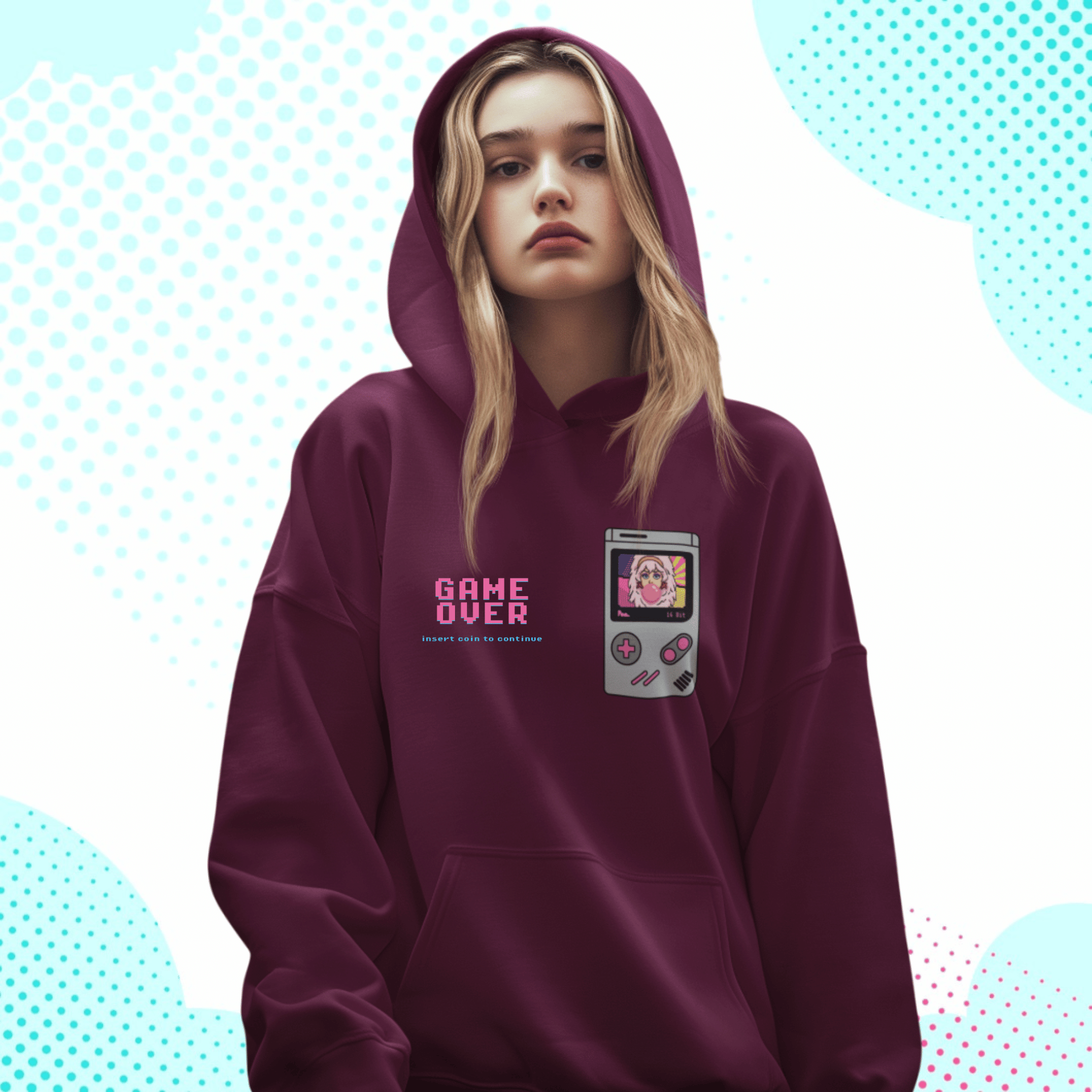 Felpa con Cappuccio - POP "Gameboy Jem Pixel"